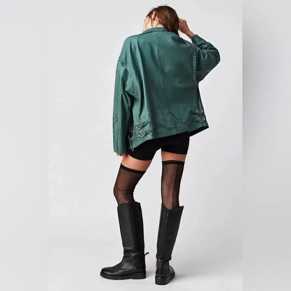 FREE PEOPLE
Nigel Preston Chain Embellished Biker Jacket - Picture 5 of 10